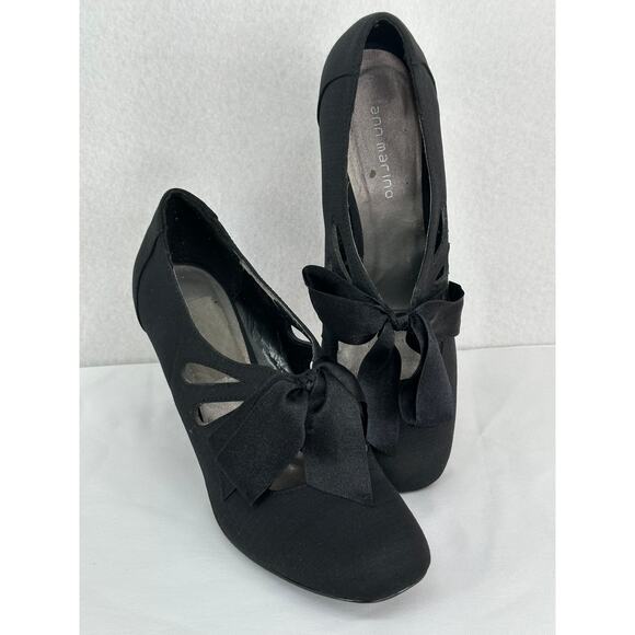 Ann Marino Fabric Heels With Bow Accent 9 1/2 - Picture 1 of 8